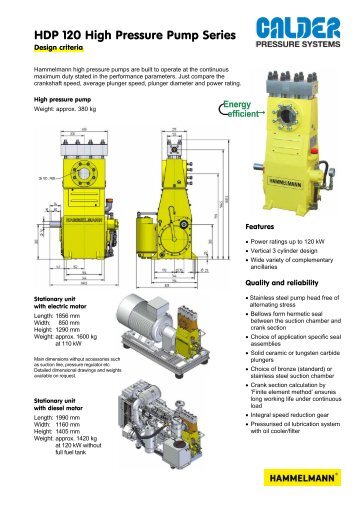 HDP 120 High Pressure Pump Series - Calder Ltd