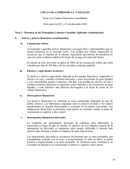 Estados Financieros Consolidados COCA-COLA EMBONOR S.A. Y ...