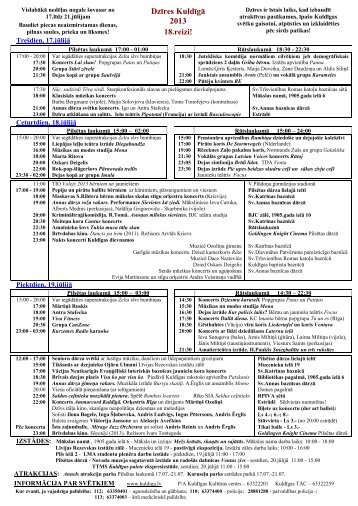 Dzīres Kuldīgā 2013 programma. - Kuldīga