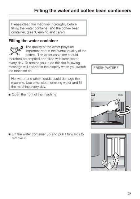 Operating instructions Built-in automatic coffee machine CVA ... - Miele