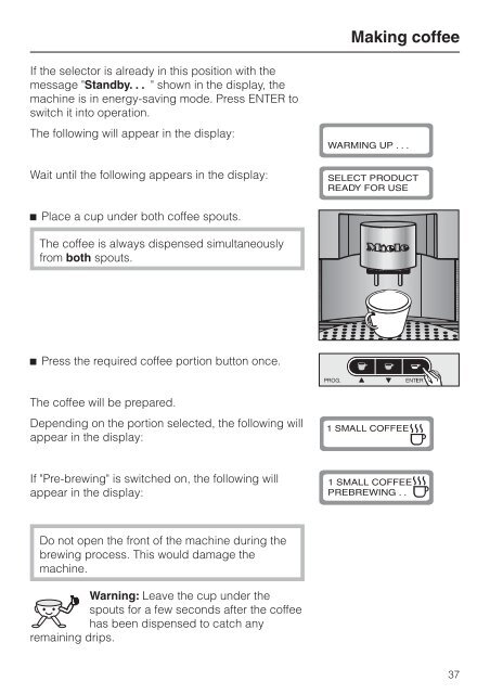 Operating instructions Built-in automatic coffee machine CVA ... - Miele