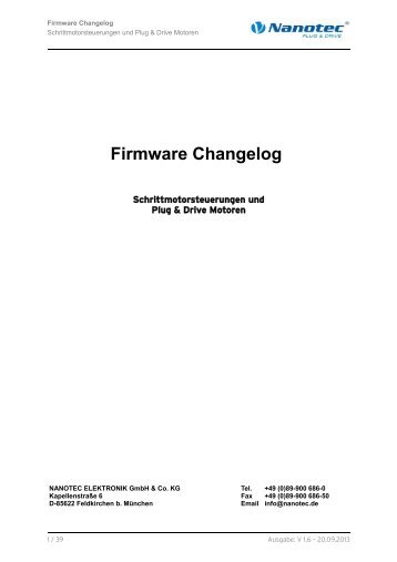 Nanotec Firmware Changelog V1.6