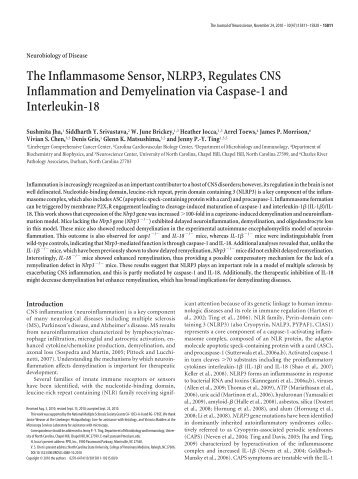 The Inflammasome Sensor, NLRP3, Regulates CNS Inflammation ...