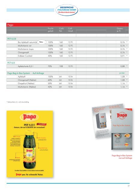 Preisliste 2012 - Dederichs Frischdienst Gmbh