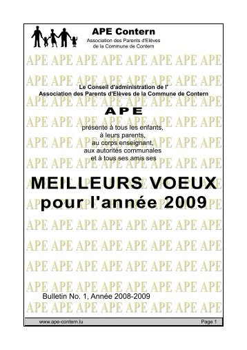 MEILLEURS VOEUX pour l'annÃ©e 2009 - APE Contern