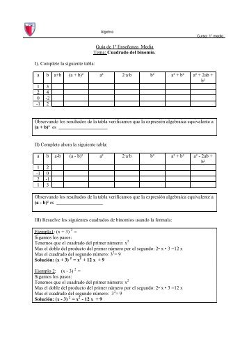 Cuadrado binomio - Liceo Marta Donoso Espejo