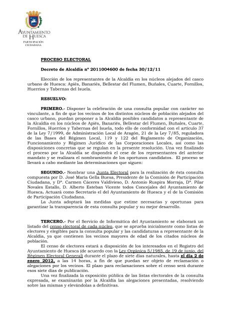 Proceso Electoral - Ayuntamiento de Huesca