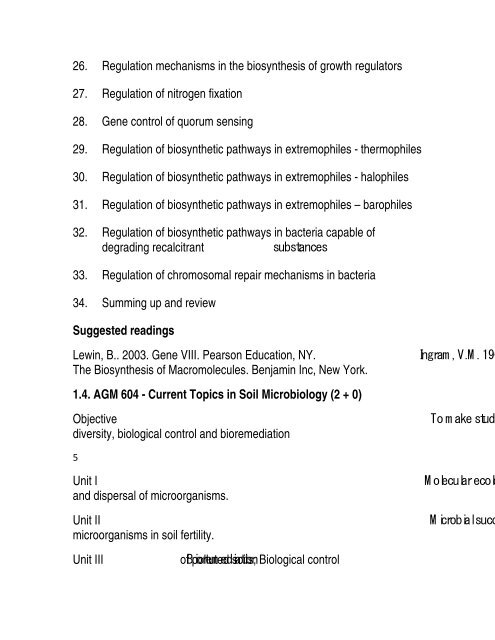 Ph.D Programs in Agricultural Microbiology