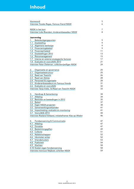 Jaarrapport 2012 - Nederlandse Stichting voor het Gehandicapte Kind