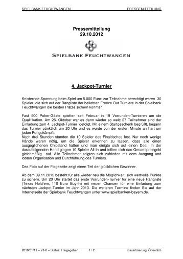 4. Jackpot-Turnier in Feuchtwangen - Spielbanken Bayern