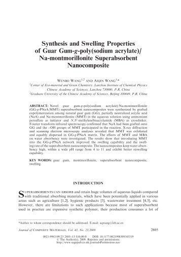 Na-montmorillonite Superabsorbent Nanocomposite