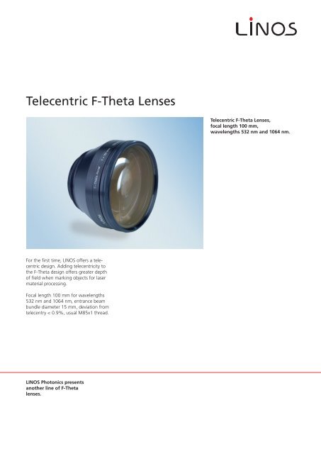 Telecentric F-Theta Lenses