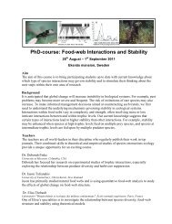 PhD-course: Food-web Interactions and Stability - SLU