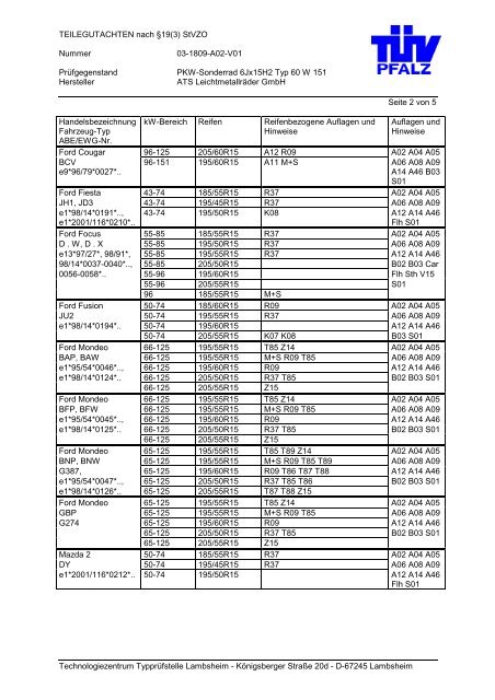 TEILEGUTACHTEN nach Â§19(3) StVZO Nummer 03-1809-A02-V01 ...