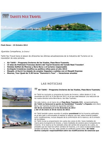 LAS NOTICIAS - Tahiti Nui Travel