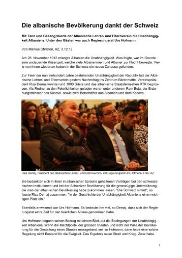 PDF-Artikel: Aargauer Zeitung vom 3. Dezember 2012 - Urs Hofmann