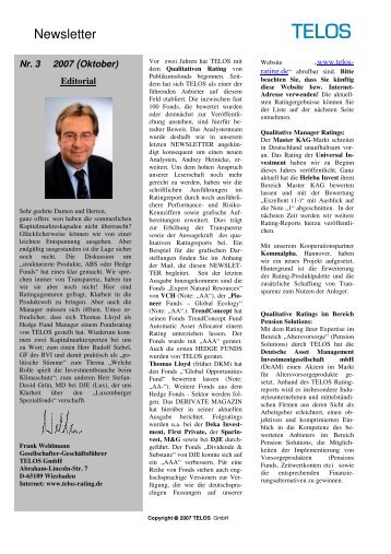 Newsletter Nr.3 2007 - TELOS GmbH