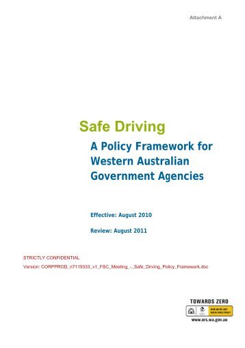 Safe Driving Policy Framework - Department of Finance - The ...