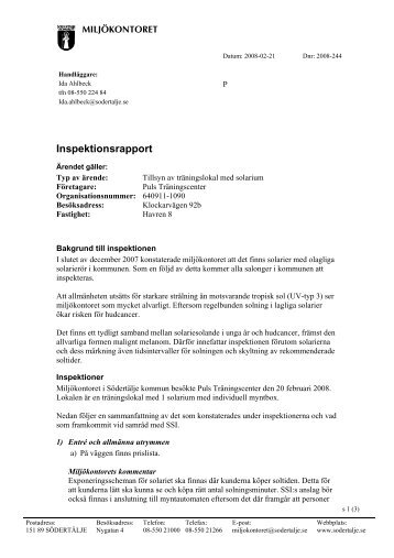 Inspektionsrapport - Södertälje kommun