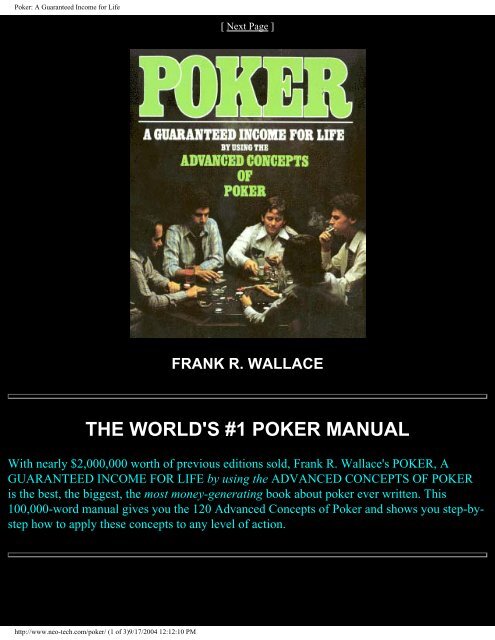 THE WORLD'S #1 POKER MANUAL - Card Games