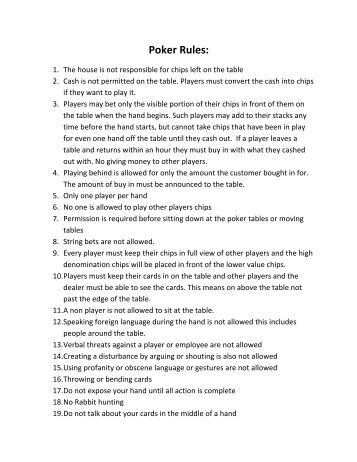 Poker river rules