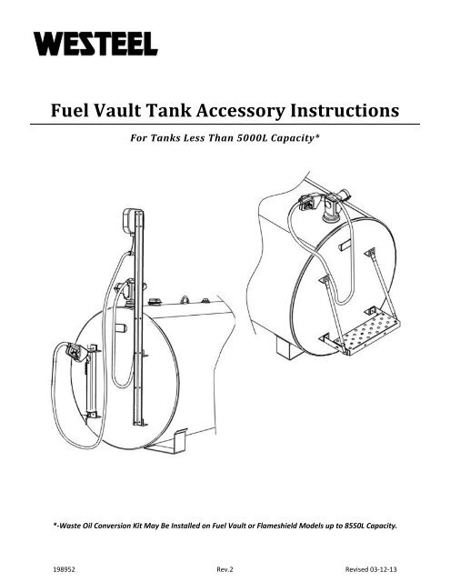 Fuel Vault Tank Accessory INSTALLATION ... - Westeel
