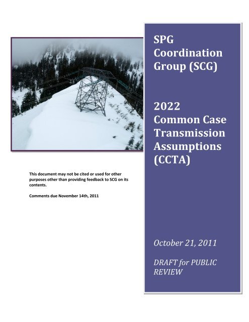 SCG draft report on 2022 Common Case assumptions - Western ...