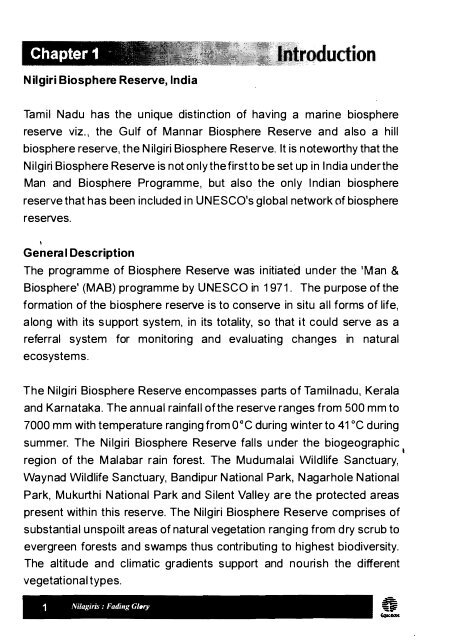 Nilgiris Biosphere Reserve - Equitable Tourism Options