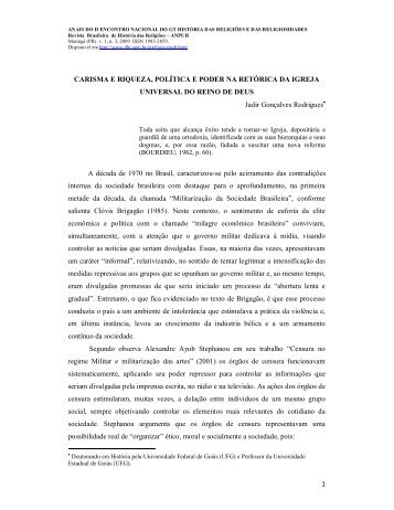 carisma e riqueza, política e poder na retórica da igreja ... - Uem