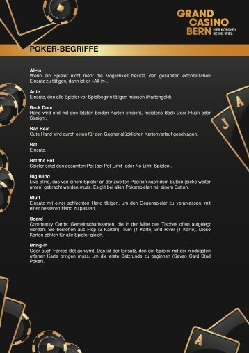 Poker-Begriffe - Grand Casino Bern