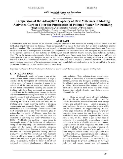 ARPN Journal of Science and Technology::Comparison of the ...