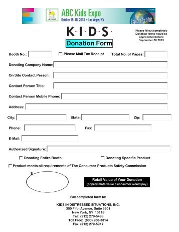 Donation Form - ABC Kids Expo