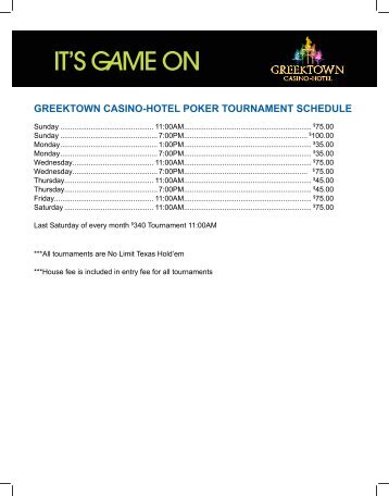 Greektown casino-hotel poker tournament schedule