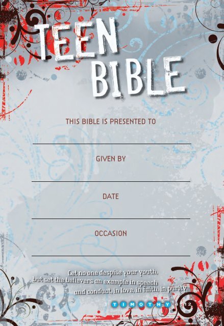 this bible is presented to given by occasion date - Cokesbury