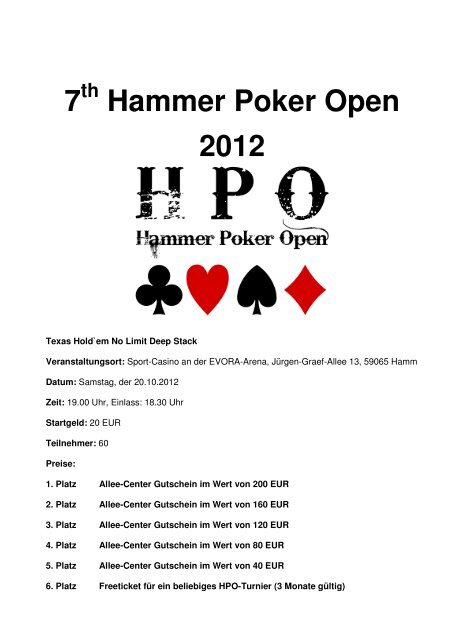 1. Allgemeines Turnierreglement - Hammer Poker Open