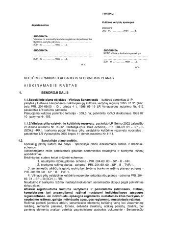 Vilniaus senamiesÄio - kultÅ«ros paminklo apsaugos specialusis planas