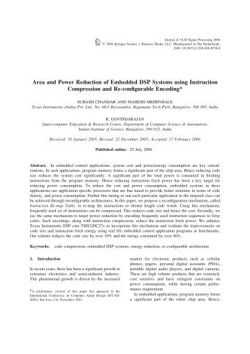 Area and Power Reduction of Embedded DSP Systems ... - SERC