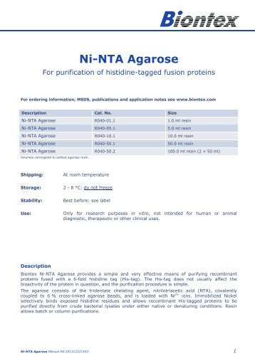 Ni-NTA Agarose - Biontex Laboratories