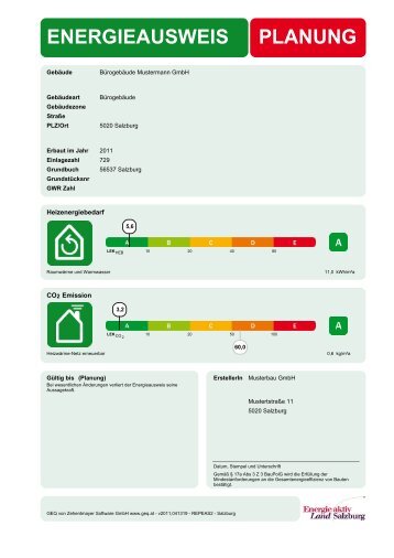 Beispiel Energieausweis Salzburg â Planung (Nicht-WohngebÃ¤ude)