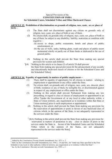 Special Provisions of the Constitution of India for Scheduled Caste ...