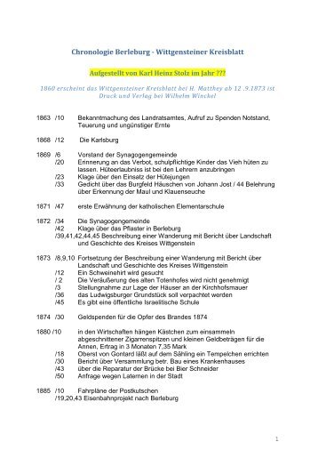 Chronologie Berleburg - Wittgensteiner Kreisblatt