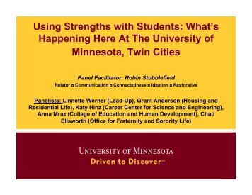 Using Strengths with Students - University of Minnesota