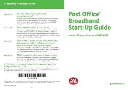 Post Office® Broadband Start-Up Guide