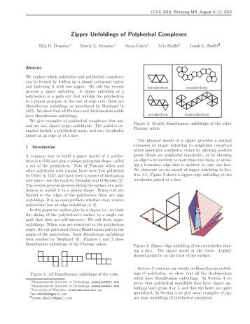 Zipper Unfoldings of Polyhedral Complexes - Erik Demaine