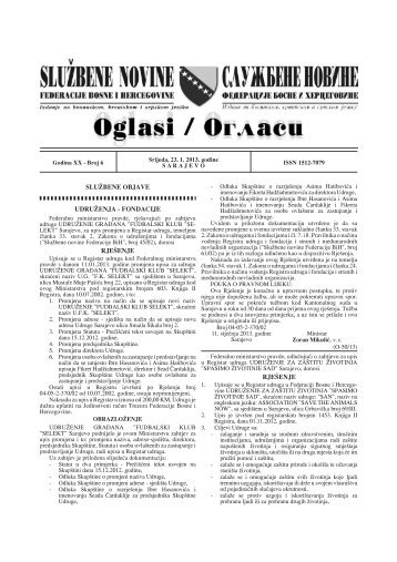 broj 6 - JP NIO SluÅ¾beni list Bosne i Hercegovine