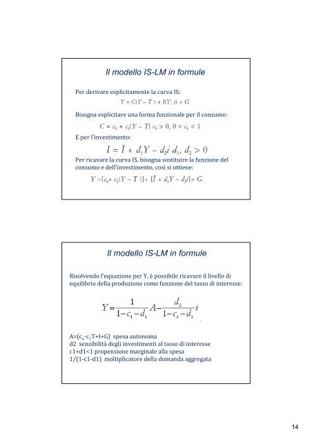 Il modello IS-LM - Dipartimento di Economia e Statistica