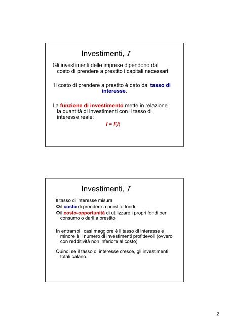 Il modello IS-LM - Dipartimento di Economia e Statistica