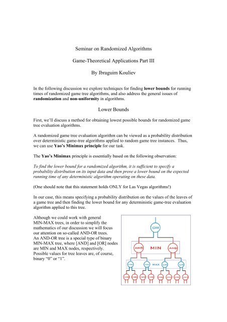 Seminar on Randomized Algorithms Game-Theoretical Applications ...