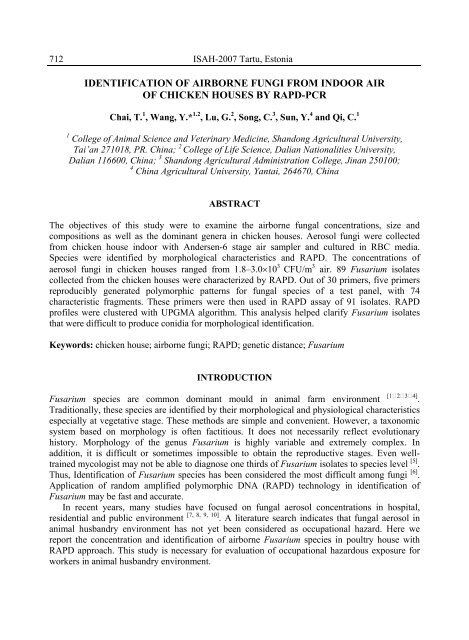 IDENTIFICATION OF AIRBORNE FUNGI FROM ... - ISAH-SOC