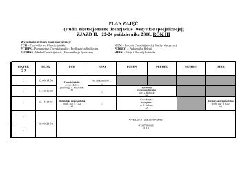 PLAN ZAJĘĆ (studia niestacjonarne licencjackie [wszystkie ... - Kei.pl